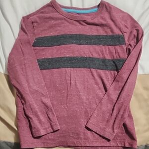 Old Navy Kids Long Sleeve Burgundy and Charcoal Tee